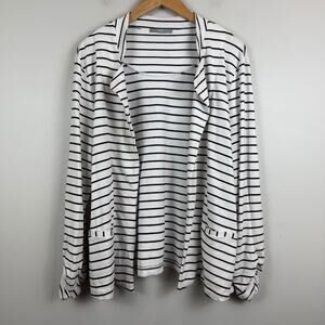 Tart Open Front Blazer Jacket Womens XL White Black Striped Modal Classic Topper